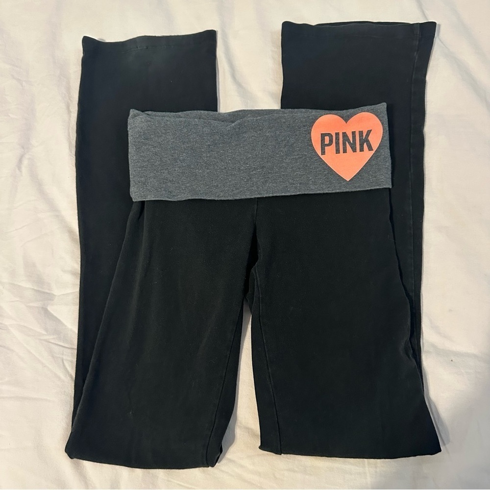Y2K PINK Victoria's Secret foldover Waist Flare Yoga Pants